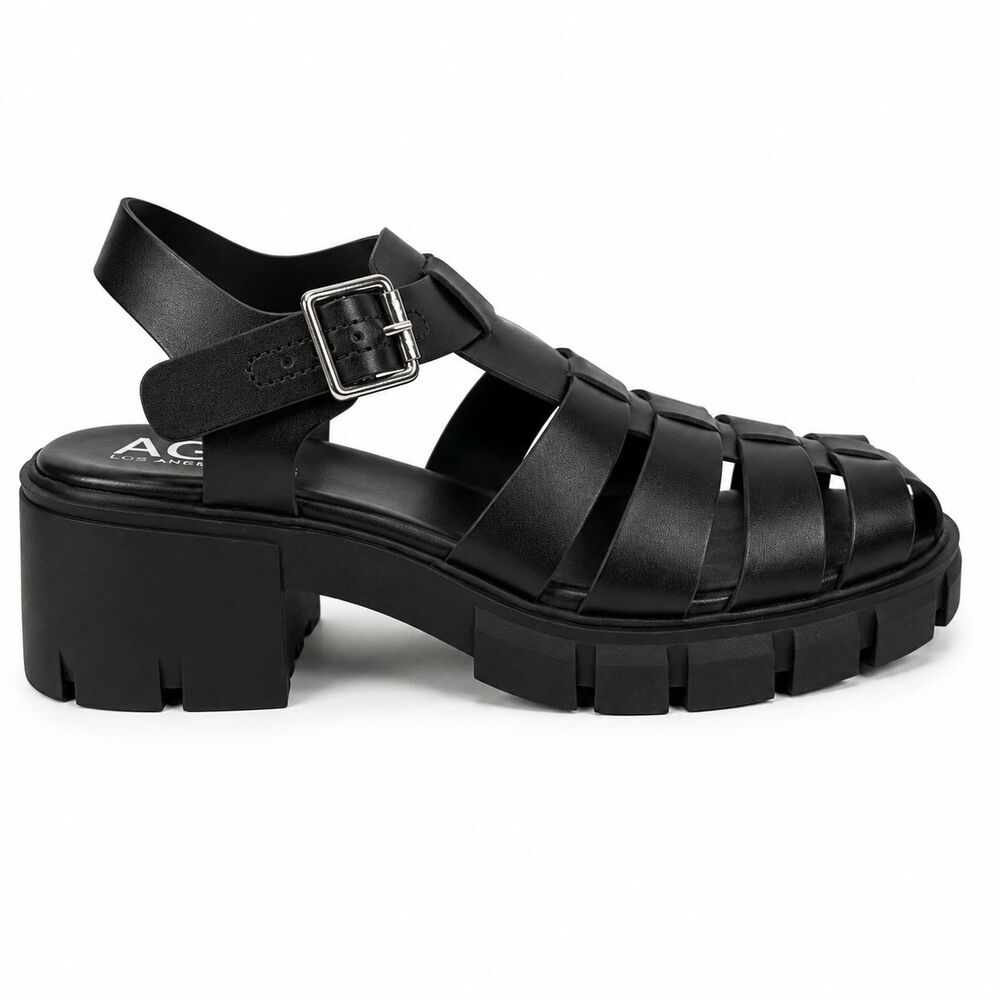 Maiden NYC Fisherman Sandals Womens Size 9.5 Black Chunky Lug Sole Platform Shoe